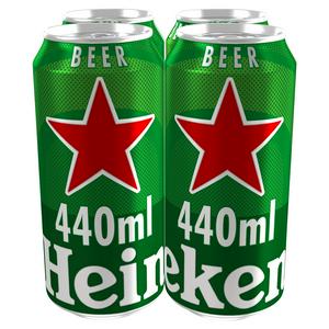 Heineken Premium Lager Beer Cans 4 x 440ml