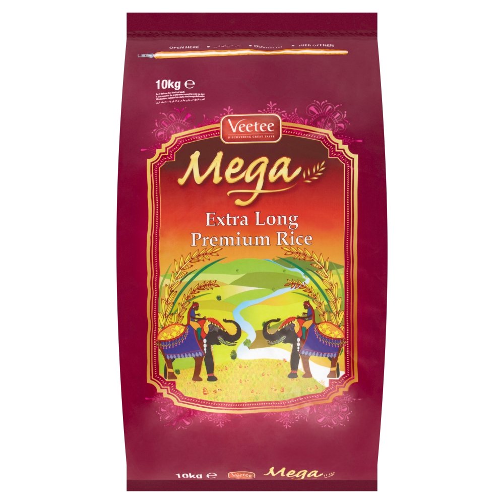 Veetee Mega Extra Long Premium Rice, 10 kg  (Available only at shop/ local delivery only)