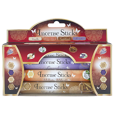 Incense Sticks Gift Pack Set 4 Scents- Vanilla/ White Musk/ Sandalwood/ Lavender