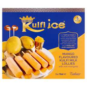 Kulfi Ice Mango Flavoured Kulfi Milk Lollies 5 x 70ml