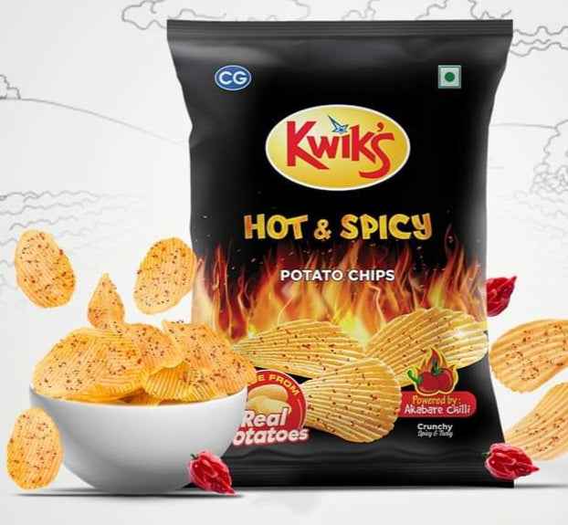 Kwiks Hot & Spicy Potato Chips, 19g