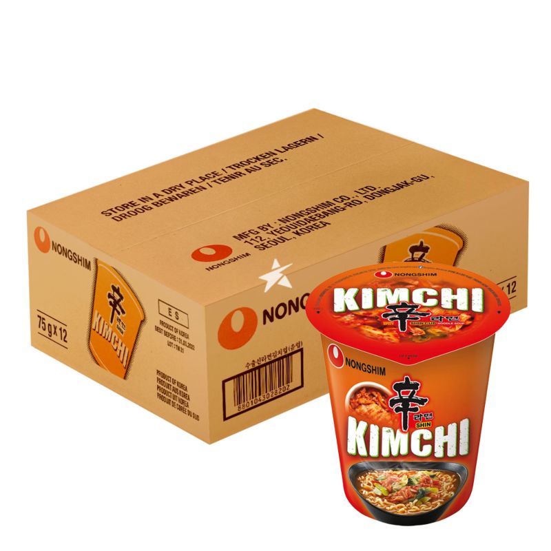 Nongshim Shin Kimchi cup noodles pk of 12 box