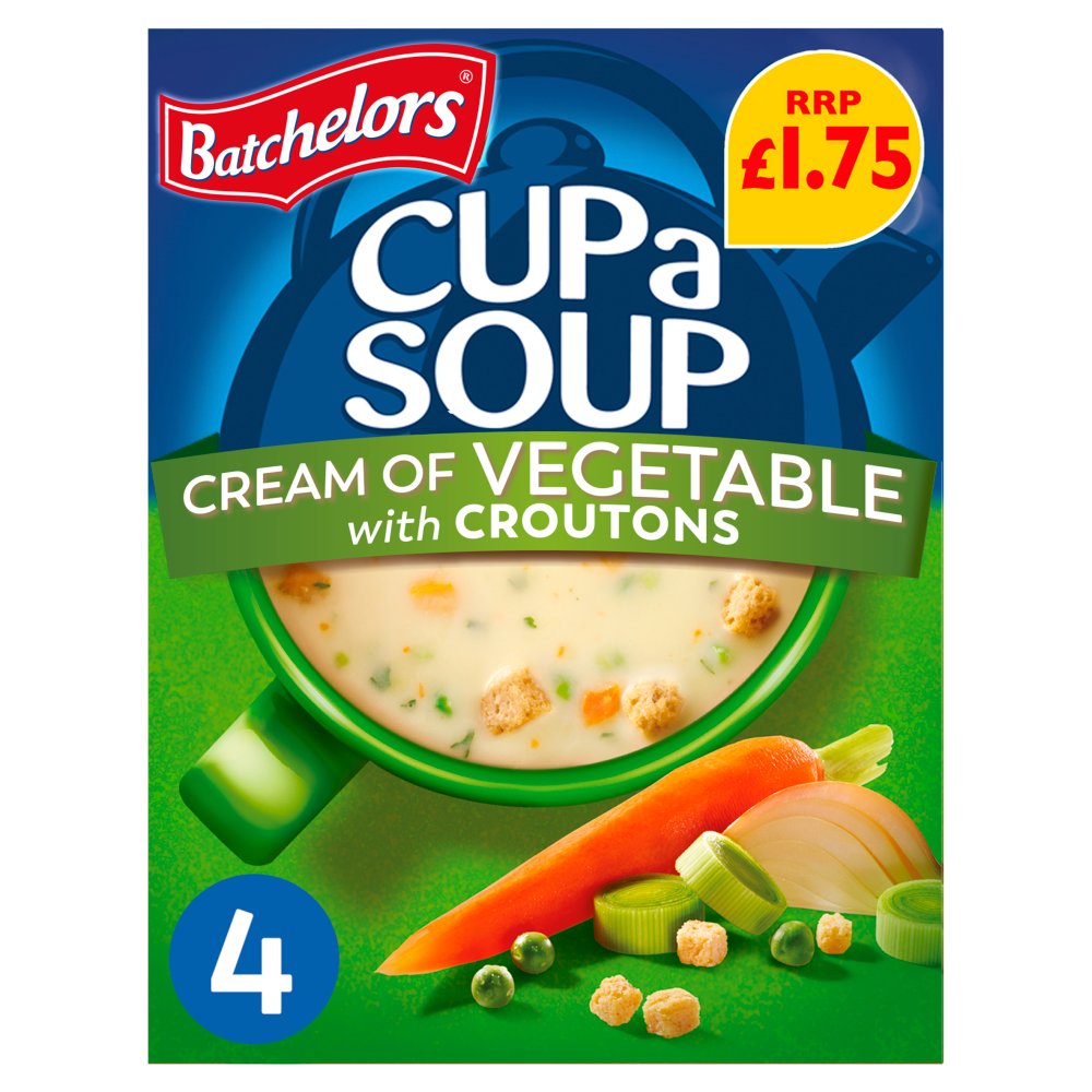 Batchelors Cup a Soup Cream of Vegetable 4 Instant Soup Sachets 122g